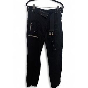 Pete & Greta Johnny Was Black Cargo Pants Grommet Belt Y2K Pocket Utility Size 2